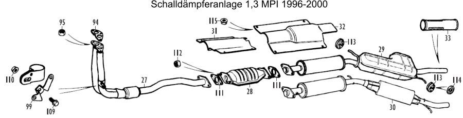 Schalldämpferanlage 1,3 MPI 1996-2000
