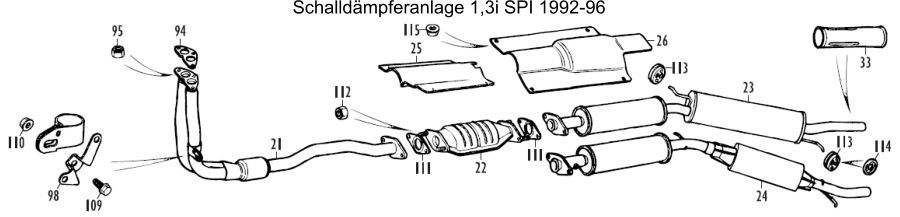 Schalldämpferanlage 1,3i SPI 1992-96