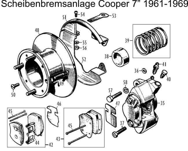 Scheibenbremsanlage 7", Cooper 1961-1969, kein S