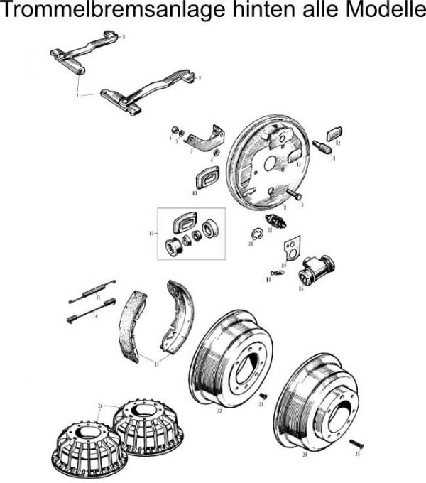 Trommelbremsanlage hinten alle Modelle